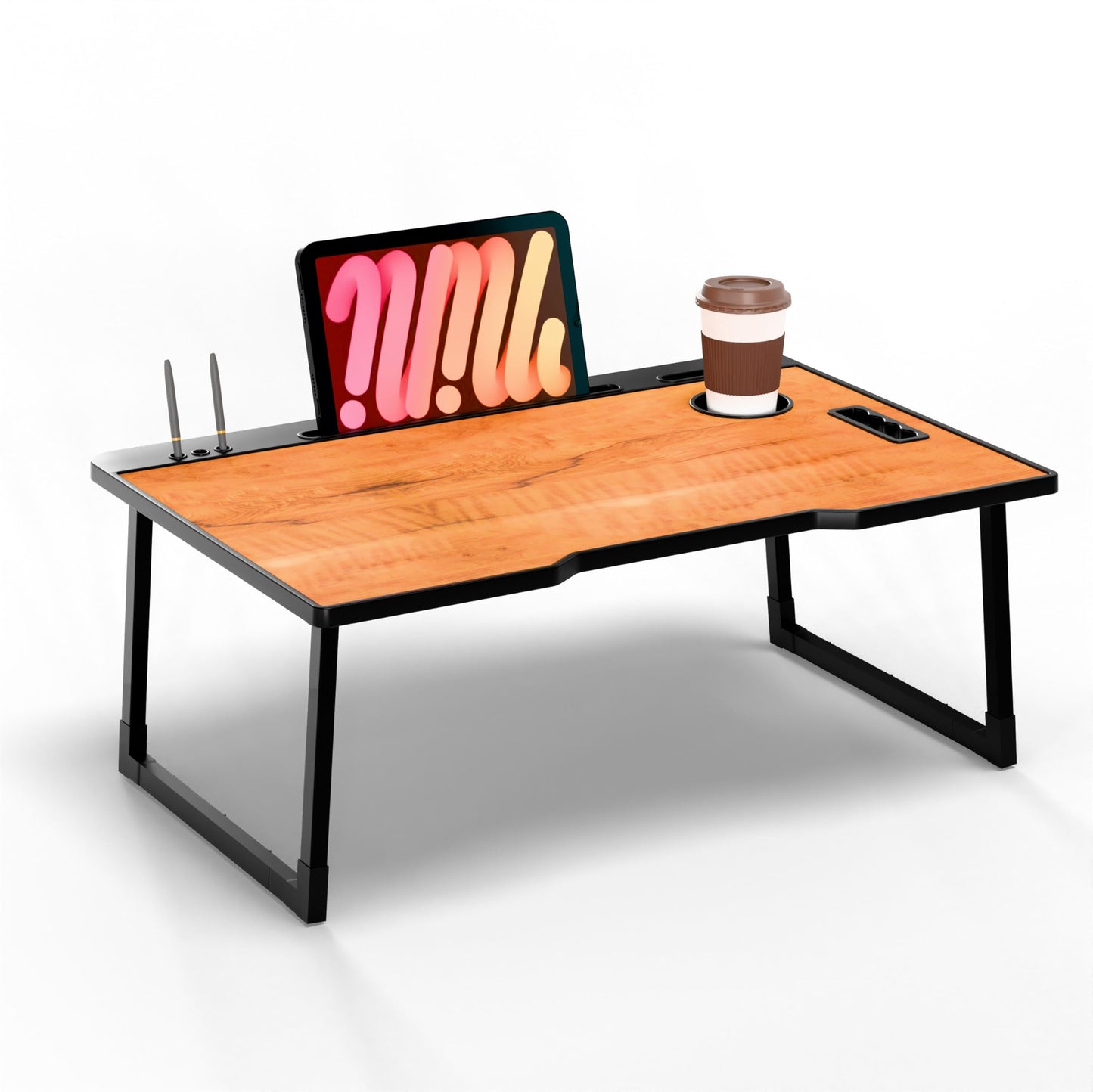 NILKAR Study Table Bed Table Premium Laptop Table/Foldable and Portable Wooden/Writing Desk for Office/Home/School (CTD-BLACK)