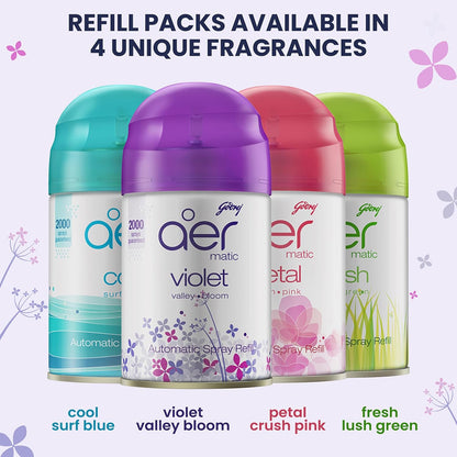 Godrej aer Matic Kit (Machine + 1 Refill) - Automatic Room Fresheners with Flexi Control Spray | Lavender Bloom | 2200 Sprays Guaranteed | Lasts up to 60 days (210ml)