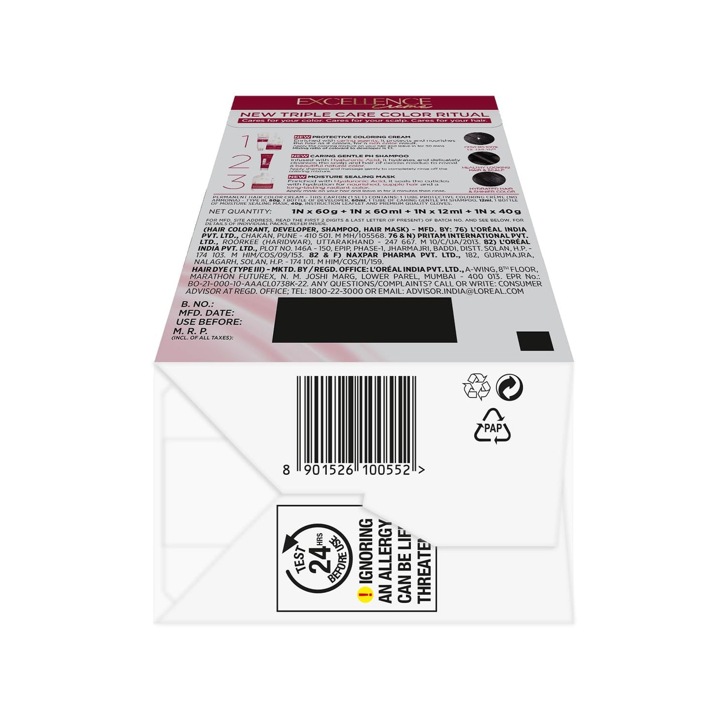 L'Oréal Paris Permanent Hair Colour, Radiant At-Home Hair Colour with up to 100% Grey Coverage, Pro-Keratin, Up to 8 Weeks of Colour, Excellence Crème, 3 Natural Darkest Brown, 72ml+100g