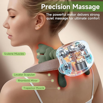 Neck Massager for Cervical Pain Neck and Shoulder Massager Machine Wireless Heated Neck Massager & Shoulder Massager Portable Electric Body Massager for Back-JE