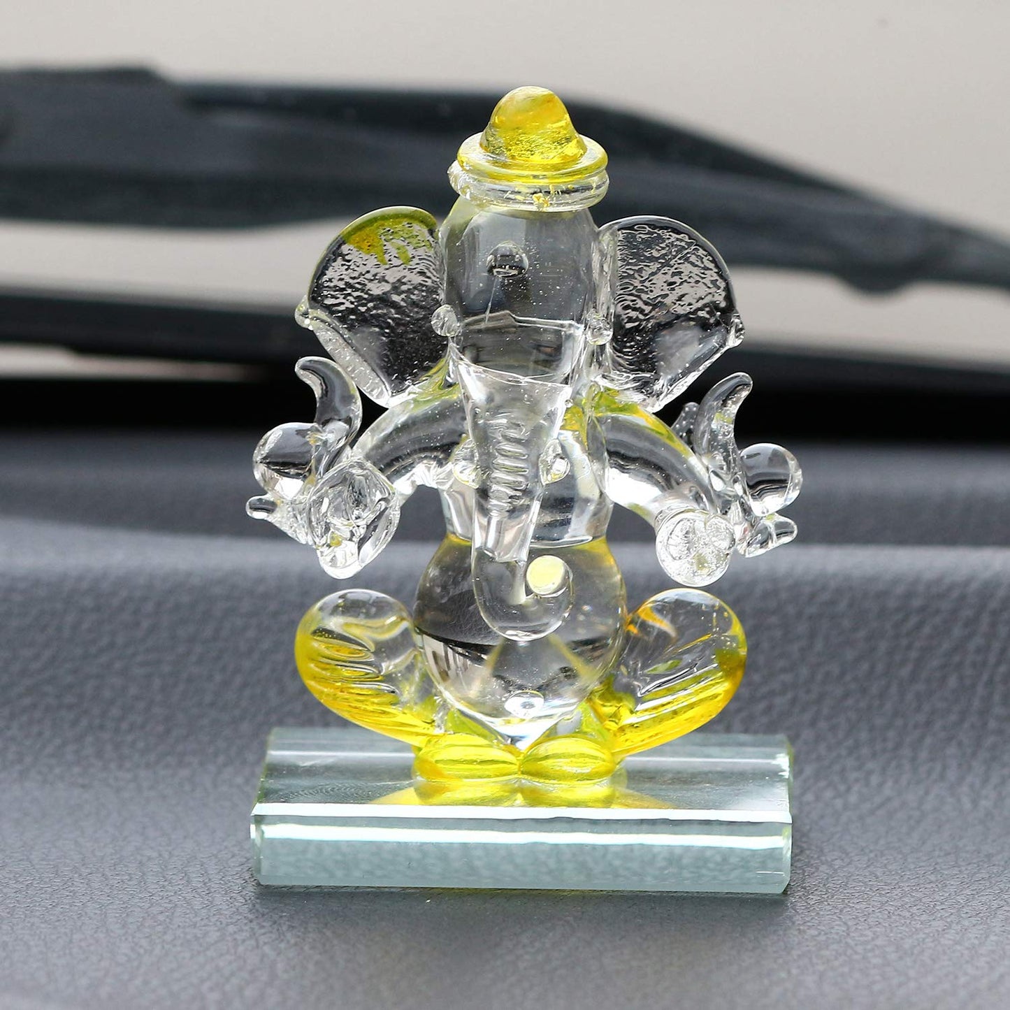 eCraftIndia Purple and Transparent Double Sided Crystal Car Ganesha Showpiece