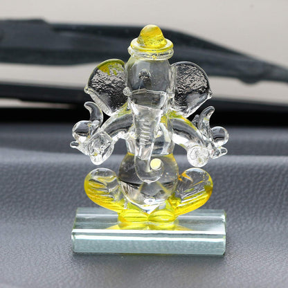 eCraftIndia Purple and Transparent Double Sided Crystal Car Ganesha Showpiece