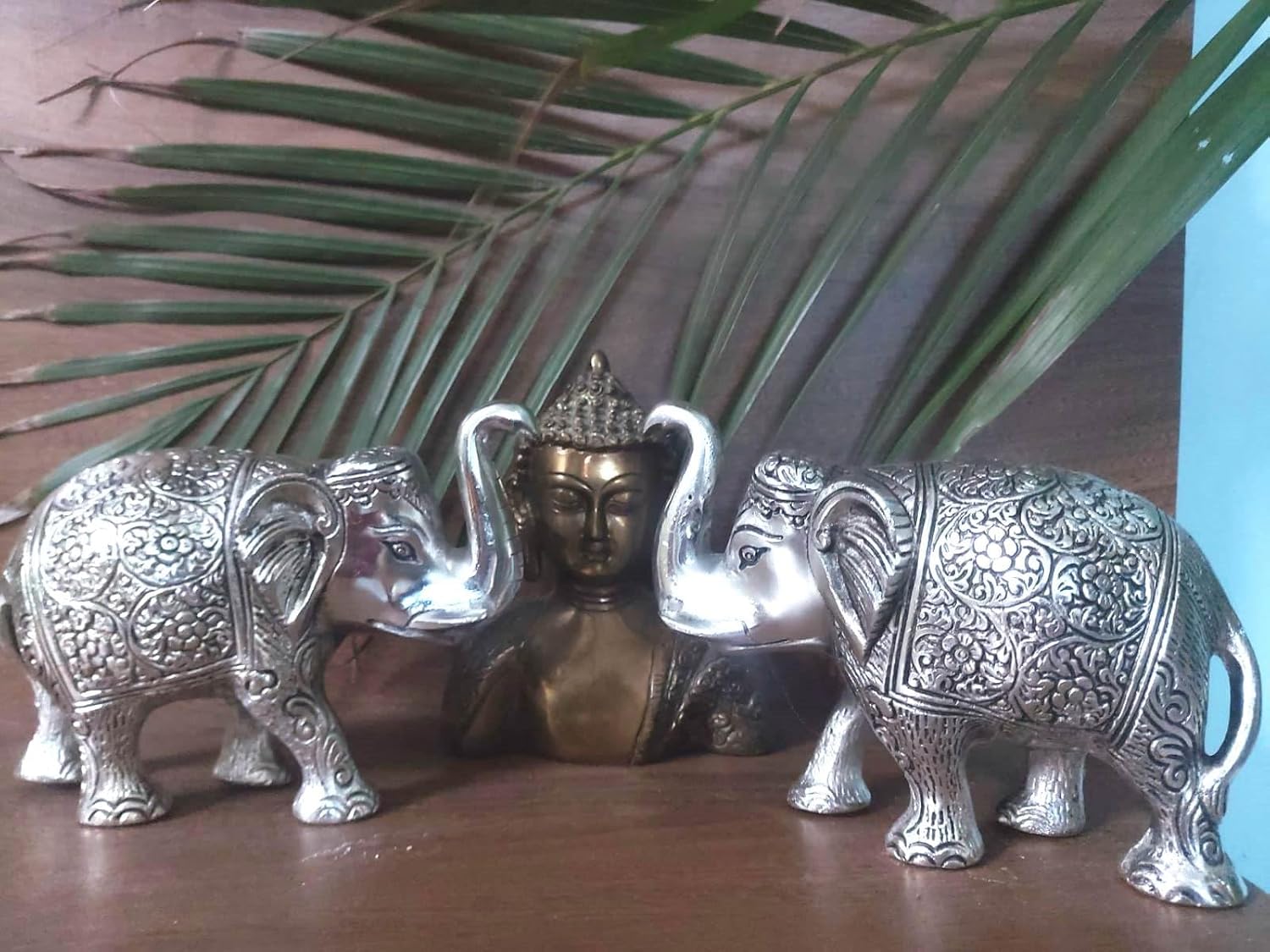 Royal Metal Elephant 5 Inch for Fantasy Showpiece Decoration and Gift Purpose-Set of 2, Silver