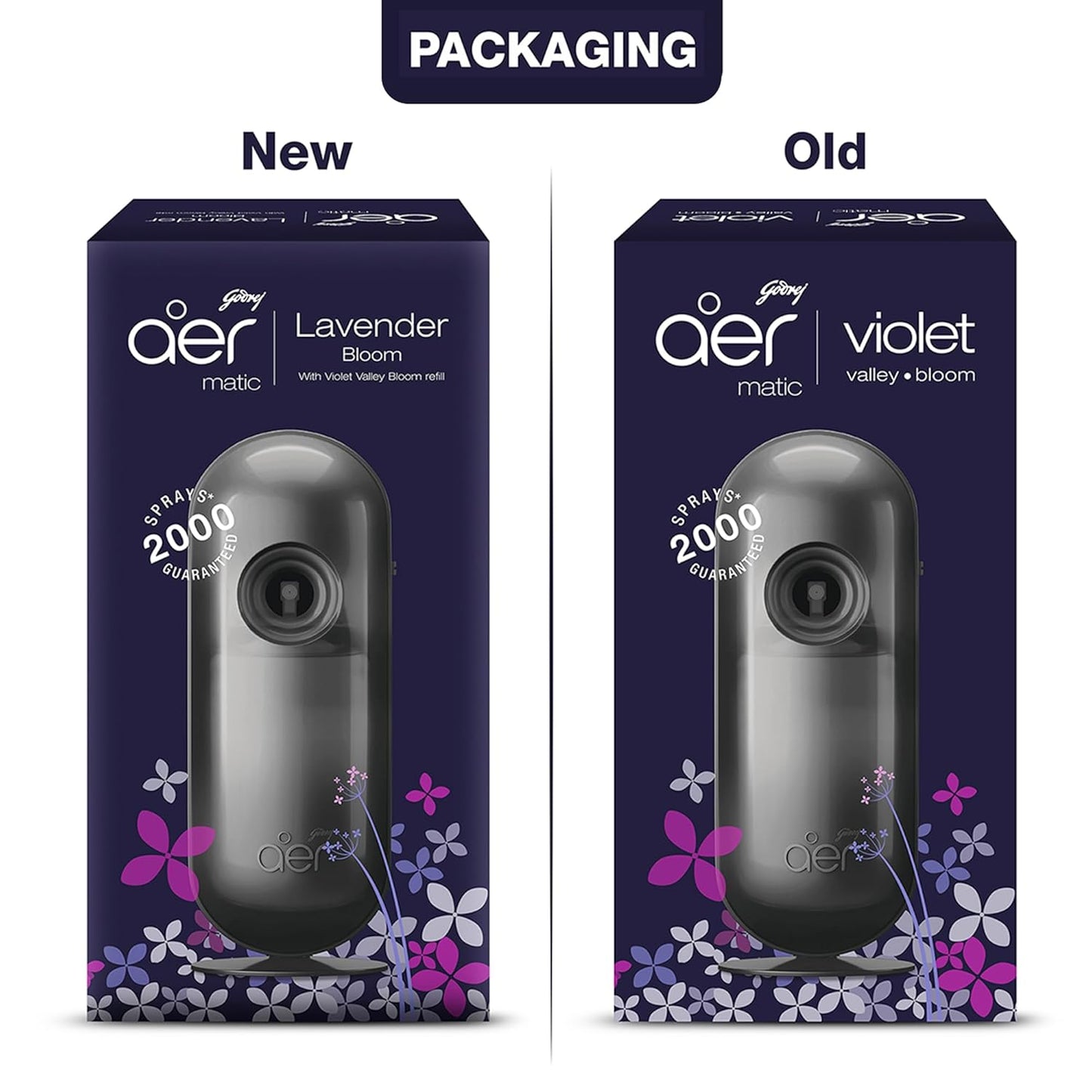 Godrej aer Matic Kit (Machine + 1 Refill) - Automatic Room Fresheners with Flexi Control Spray | Lavender Bloom | 2200 Sprays Guaranteed | Lasts up to 60 days (210ml)