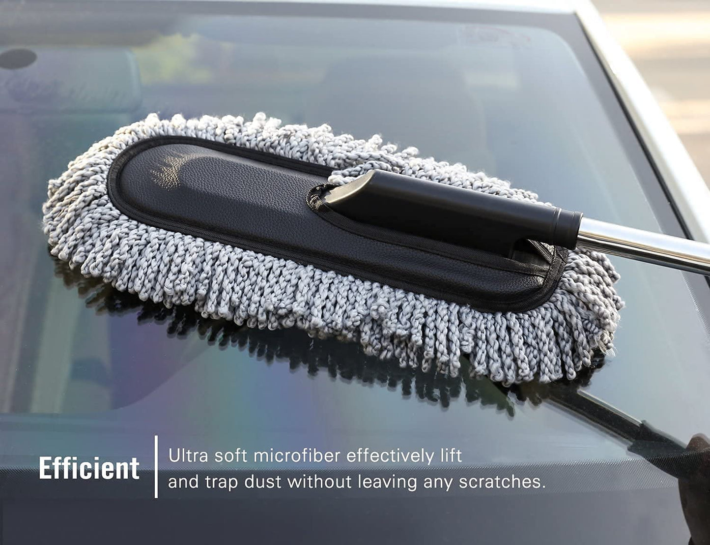 Nirency Microfiber Car Duster with Long Handle & Interior and Exterior Car Cleaning Brush (Pack of 2)