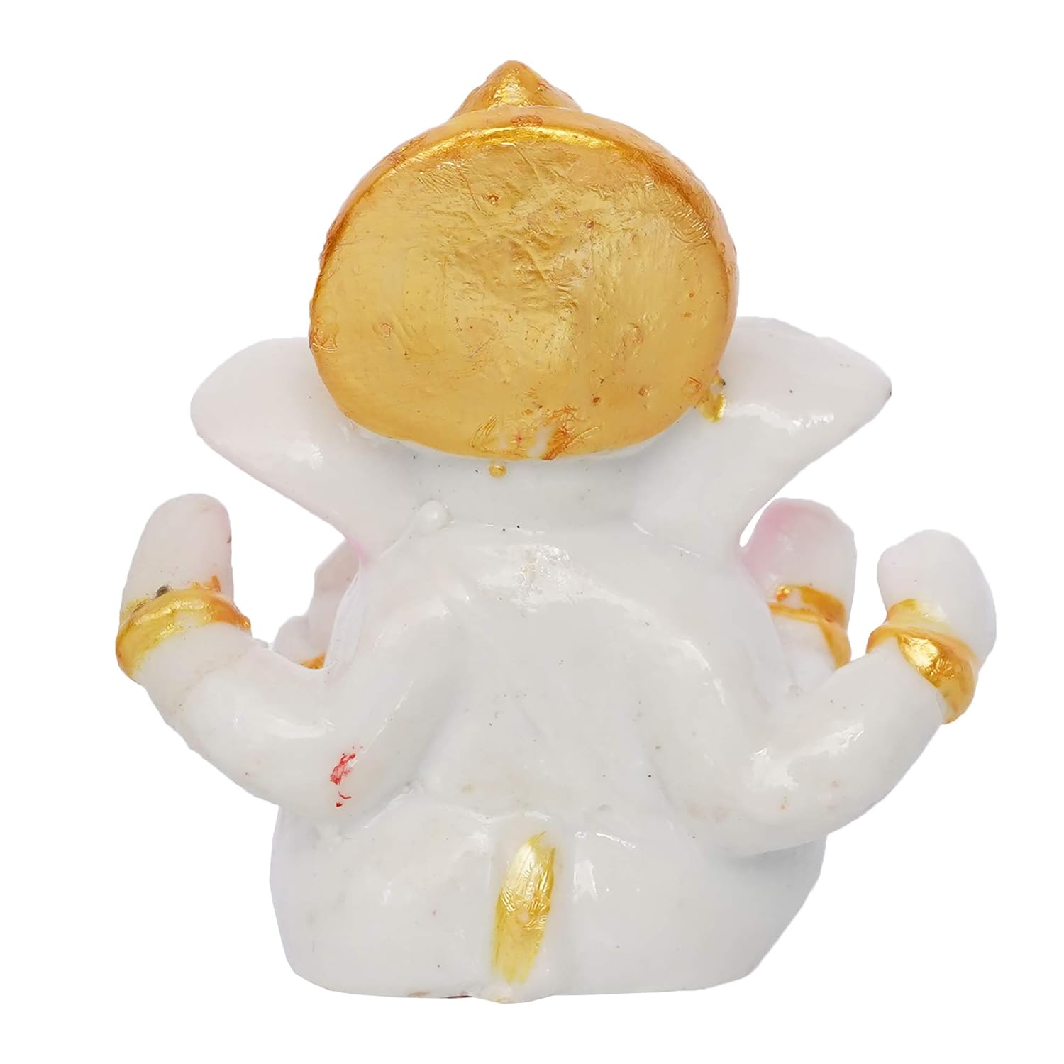 eCraftIndia White Resin Lord Ganesha Idol with Golden Mukut| Lord Ganesha Idol for Home Decor Office Car Dashboard| Ganesha Statue for Puja Room| Ganpati Murti| God Statue Gift for Diwali, Birthday