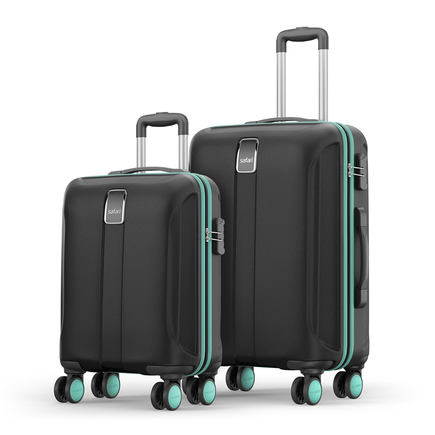 Safari Thorium Neo 8 Wheels Spinner Set of 3 Trolley Bags, Hard Case Polycarbonate, 360° Wheeling Carry on & Check-in Luggage for Men & Women, Suitcase for Travel, Trolley Bags for Travel, Dusk Green