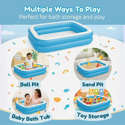 Toy Imagine 6.5 ft Inflatable Family Swimming Pool for Kids & Adults | Rectangular Pool with Electric Pump | Thick PVC | Multi-Use: Pool, Ball Pit, Bathtub & More