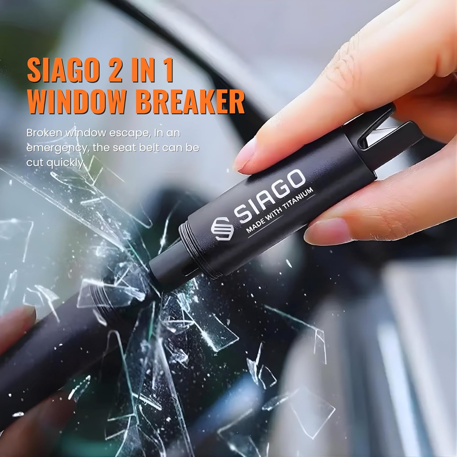 SIAGO Car Safety Hammer Emergency Escape Tool | 2-in-1 Seat Belt Cutter & Window Glass Breaker | Vehicle Emergency Escape Tool with Ergonomic Grip | Safety Hammer for Cars, Trucks & SUVs | SIA118