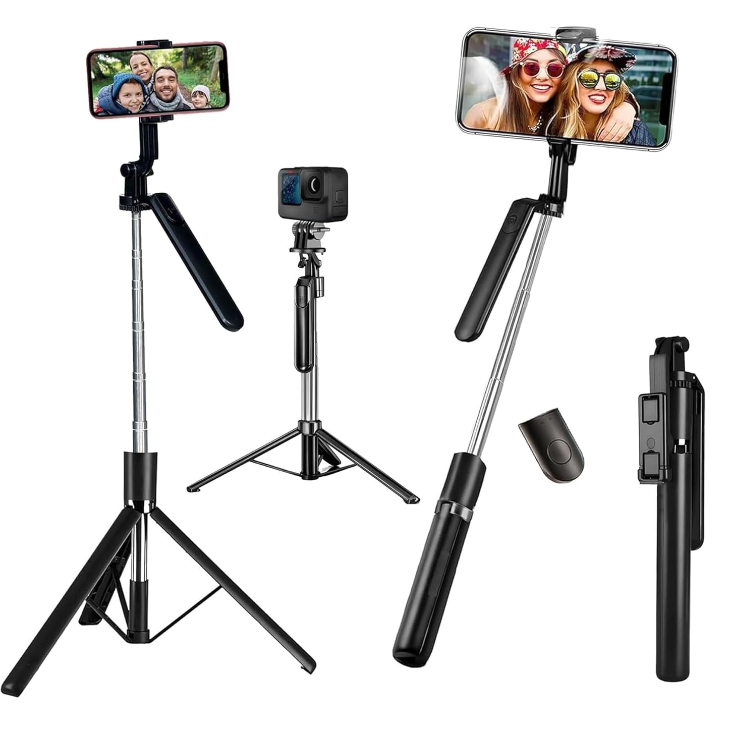 Kratos K9 Selfie Stick Tripod With Light, 67 inch /170CM Reinforced Tripod for Mobile Phone, Multi-Functional Bluetooth Long Selfie Stick for Travel,Vlogging,Compatible with iPhone and All Smartphones