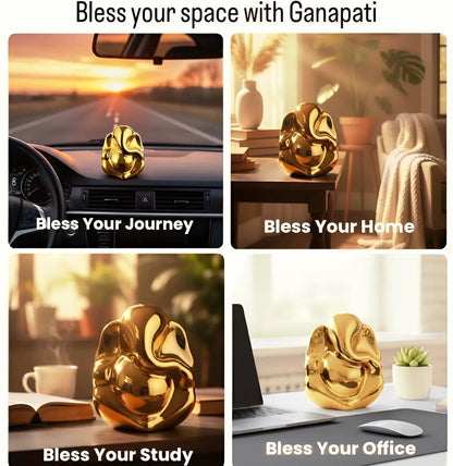 House of Bless Ganesh Idol for Car Dashboard (6cm) | Vastu Blessing Ganesha Murti for Vehicle | Small Decorative Idol for Home Pooja Room,Office/Study Table & Gifting,Ganesha Idol (Golden, 6 cm)
