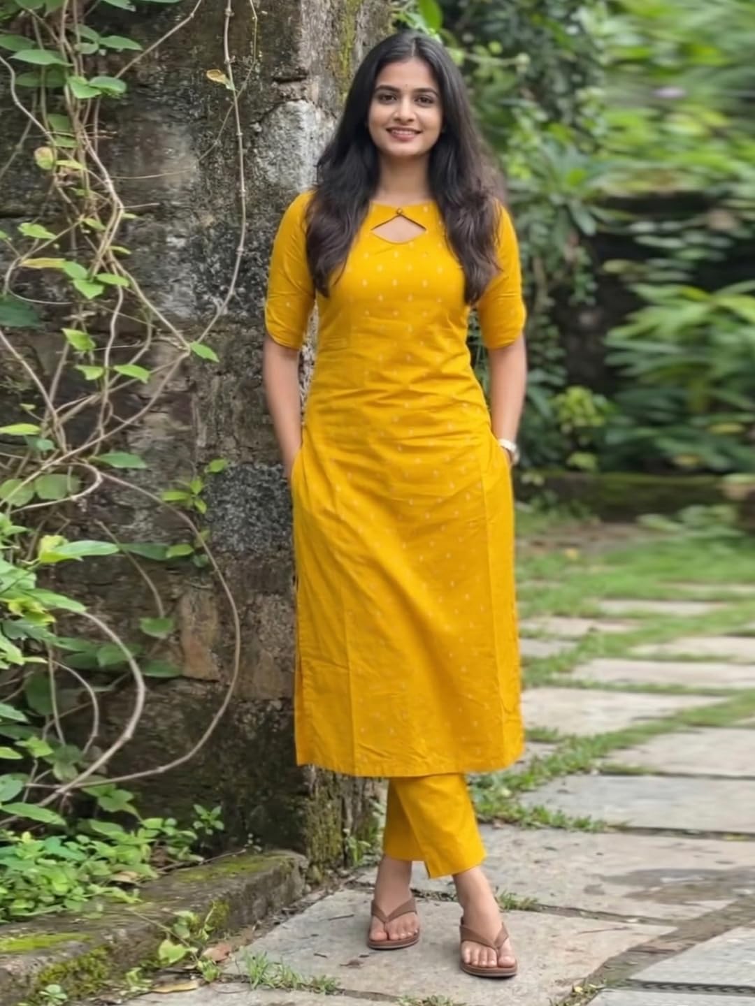 ANNI Designer Women's Viscose Straight Printed Kurta with Pant | Ethnic Indian Kurta Set | Round Neck Keyhole Design | Elbow Sleeve Traditional Dress | Office Occasion Outfit