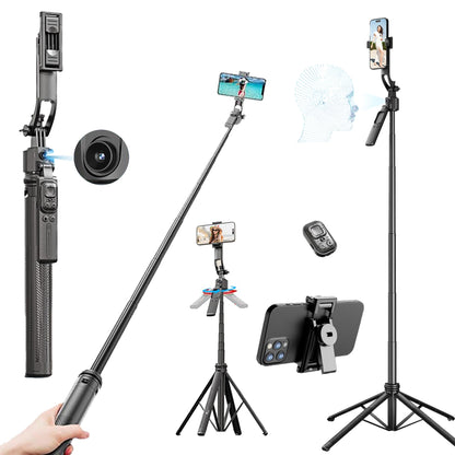 Kratos K9 Selfie Stick Tripod With Light, 67 inch /170CM Reinforced Tripod for Mobile Phone, Multi-Functional Bluetooth Long Selfie Stick for Travel,Vlogging,Compatible with iPhone and All Smartphones