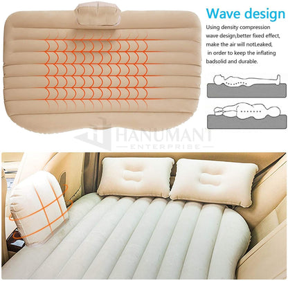 Premium Car Inflatable Bed with Pump & 2 Air Pillow|Quick Inflatable Back Seat Bed|Car Inflatable Mattress|Car Bed Mattress|Car Bed For Kids,Travel,Trip,Camping,Picnic,Pool & Beach|Universal Fit|Black