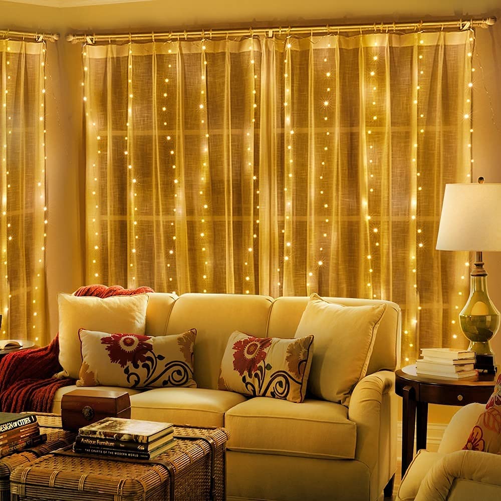Desidiya 8 Modes Curtain Lights 300 LEDs 10 Fairy Light 3Mtr Each Indoor/Outdoor Decoration for Diwali, Christmas, Wedding, Ramzan, Party, Home, Patio Lawn with Remote & USB Power Supply (White)
