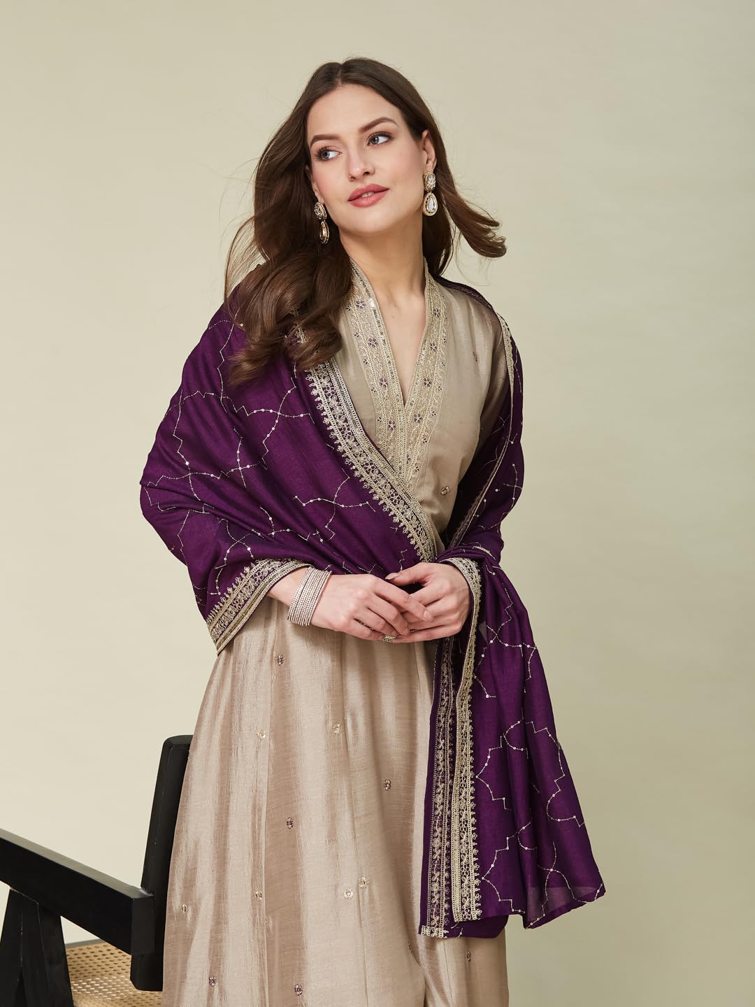 MOKOSH Women's Silk Embroidered Kurta Pant Dupatta Set