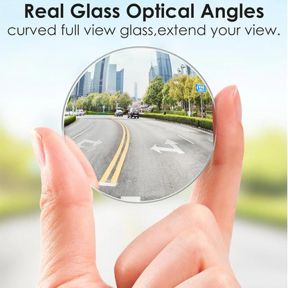 OTO2EYE Car Glass Mirror Blind Spot, 360° Mirror, Rear View Convex Mirror, Parking Mirror For Car Mirror Accessories Frameless Suitable All Cars and Bikes (Round 2-Pcs)