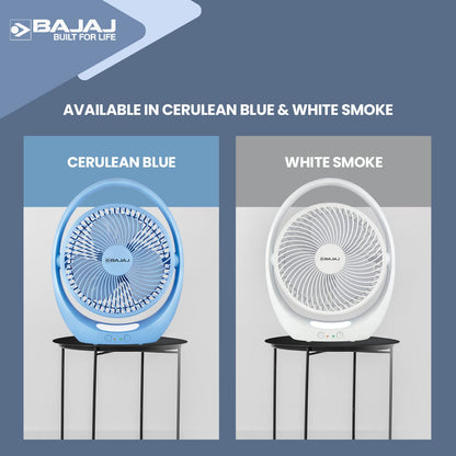 Bajaj Pygmy Go 178MM Mini Fan with LED Lighting | Rechargeable | USB Charging | 4-hours Battery Backup | 3 Speed | 2-Light Brightness Setting | High Speed | Portable【Blue】