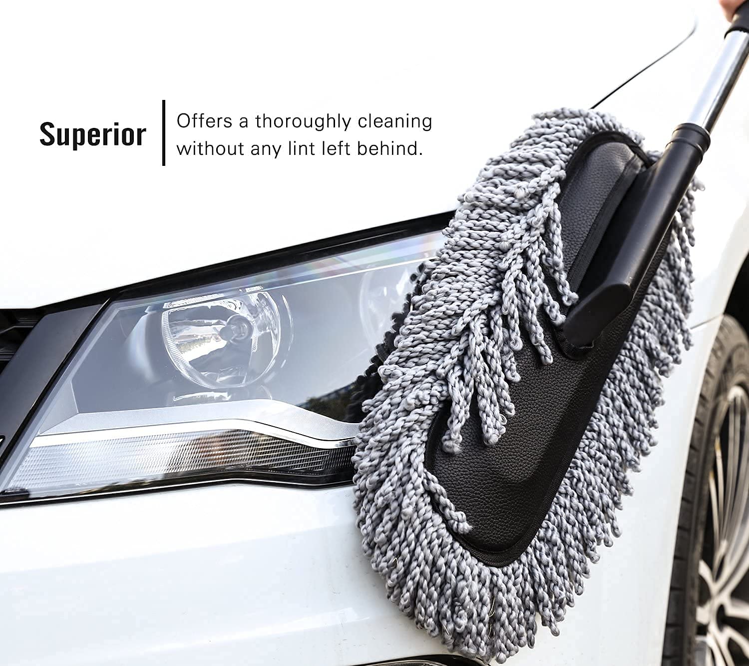 Nirency Microfiber Car Duster with Long Handle & Interior and Exterior Car Cleaning Brush (Pack of 2)