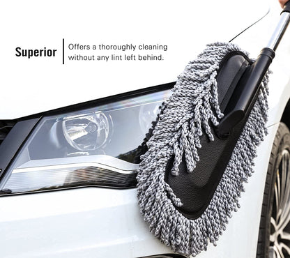 Nirency Microfiber Car Duster with Long Handle & Interior and Exterior Car Cleaning Brush (Pack of 2)