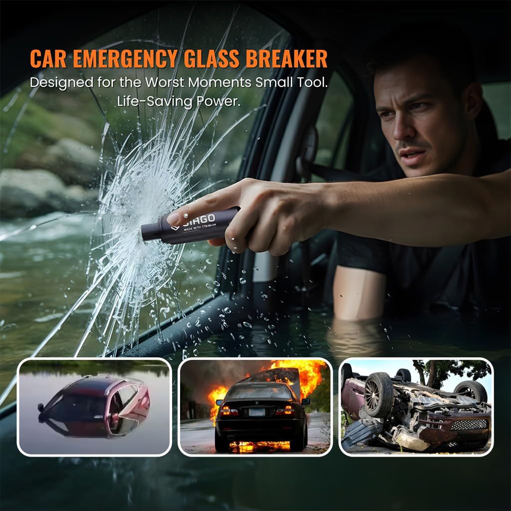 SIAGO Car Safety Hammer Emergency Escape Tool | 2-in-1 Seat Belt Cutter & Window Glass Breaker | Vehicle Emergency Escape Tool with Ergonomic Grip | Safety Hammer for Cars, Trucks & SUVs | SIA118
