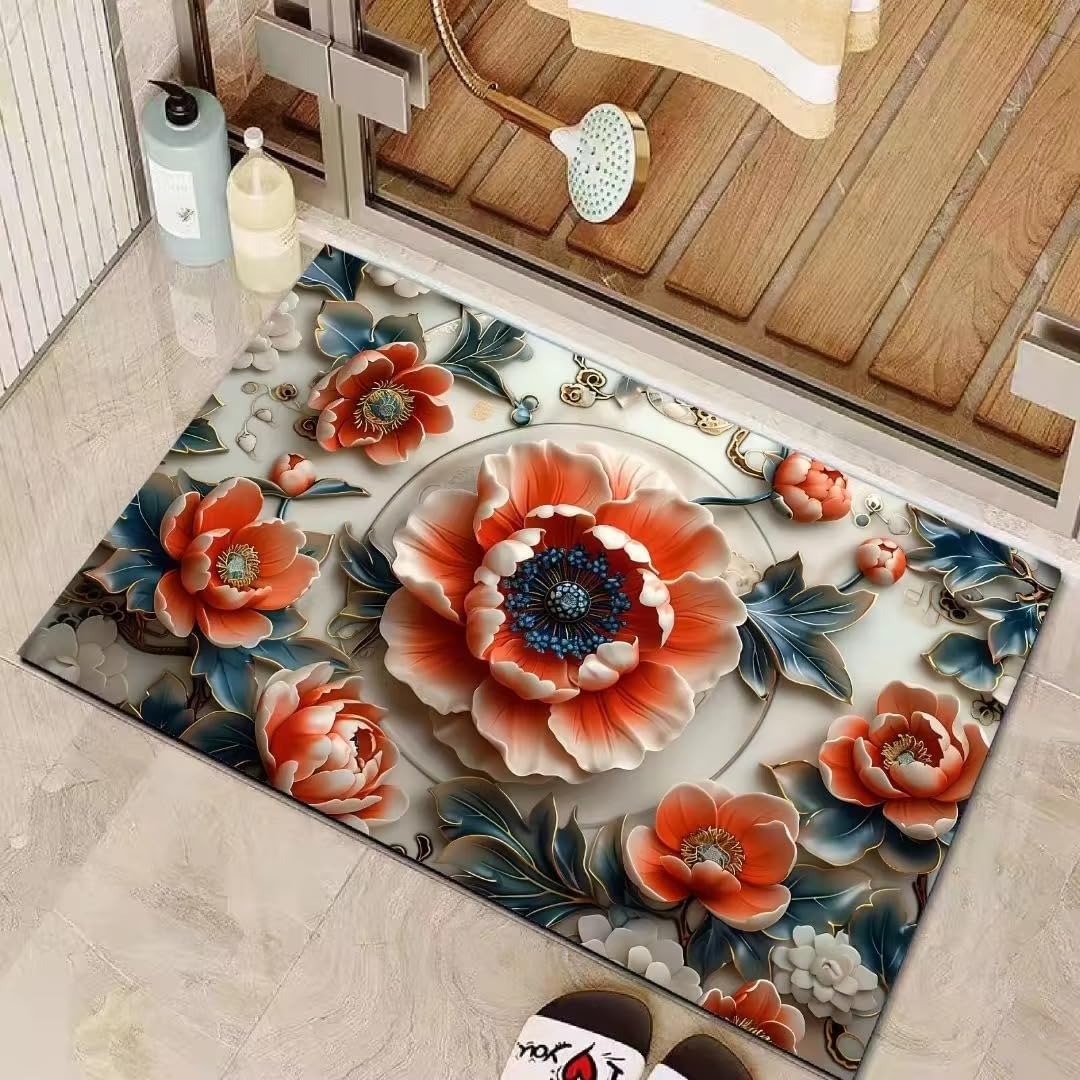 SKVM Water Absorbent mat for Bathroom Kitchen Floor Door Entrance Anti Slip for Floor Foot Anti Skid Bathroom Shower mat (Design 16)