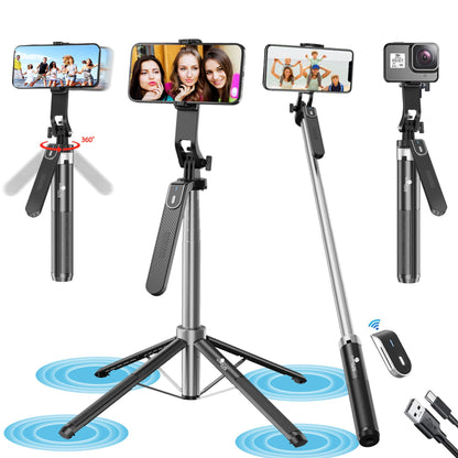 Kratos K9 Selfie Stick Tripod With Light, 67 inch /170CM Reinforced Tripod for Mobile Phone, Multi-Functional Bluetooth Long Selfie Stick for Travel,Vlogging,Compatible with iPhone and All Smartphones