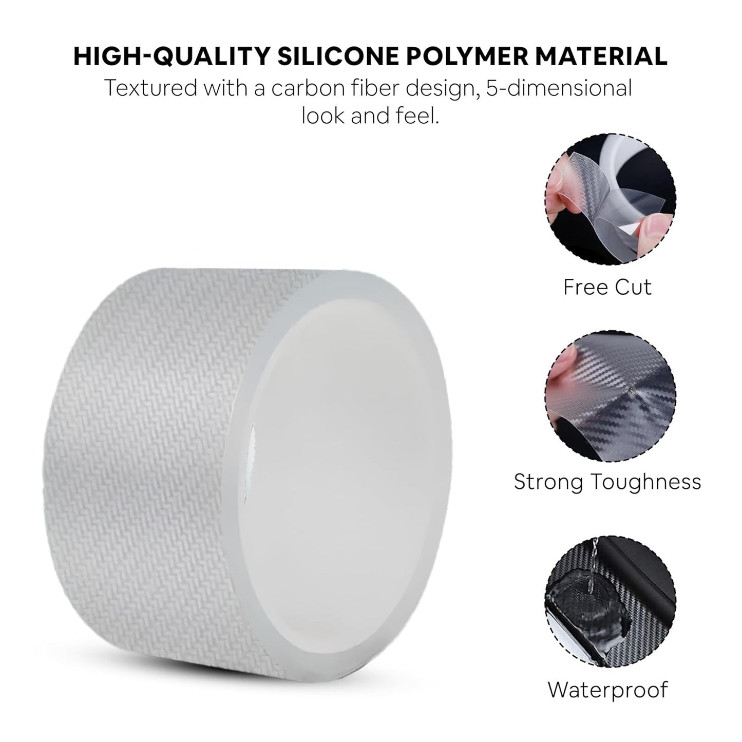 QUALIFT Ultra Durable high gloss black carbon fibre door sill protector Anti Scratch Tape for Car Protection & Guard - (5Cm X 5Meter) - PVC (White)