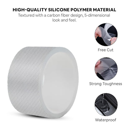 QUALIFT Ultra Durable high gloss black carbon fibre door sill protector Anti Scratch Tape for Car Protection & Guard - (5Cm X 5Meter) - PVC (White)