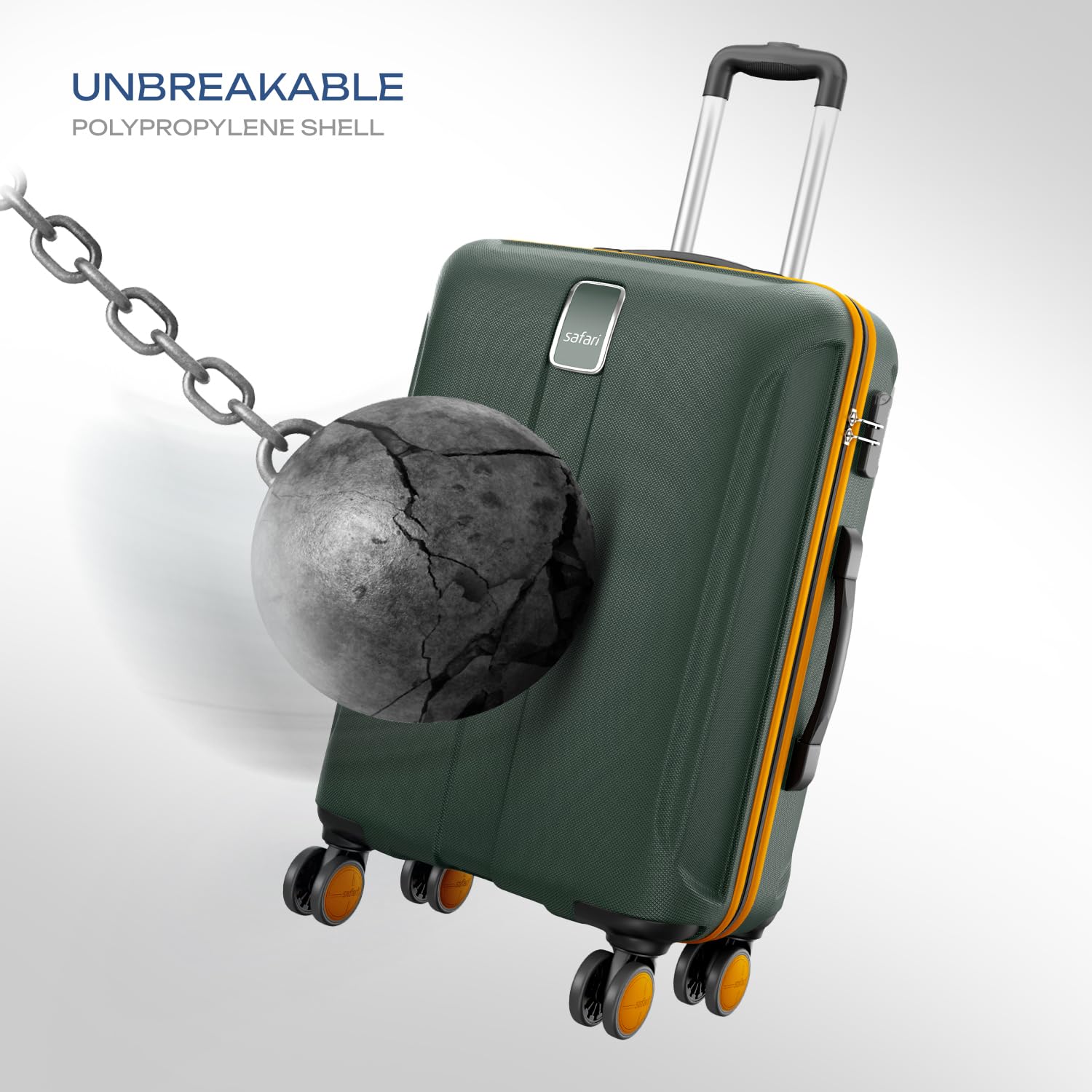 Safari Thorium Neo 8 Wheels Spinner Set of 3 Trolley Bags, Hard Case Polycarbonate, 360° Wheeling Carry on & Check-in Luggage for Men & Women, Suitcase for Travel, Trolley Bags for Travel, Dusk Green
