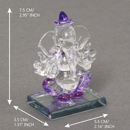 eCraftIndia Purple and Transparent Double Sided Crystal Car Ganesha Showpiece