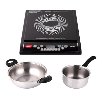 Pigeon by Stovekraft Cruise 1800 watt Induction Cooktop With Crystal Glass,7 Segments LED Display, Auto Switch Off - Black