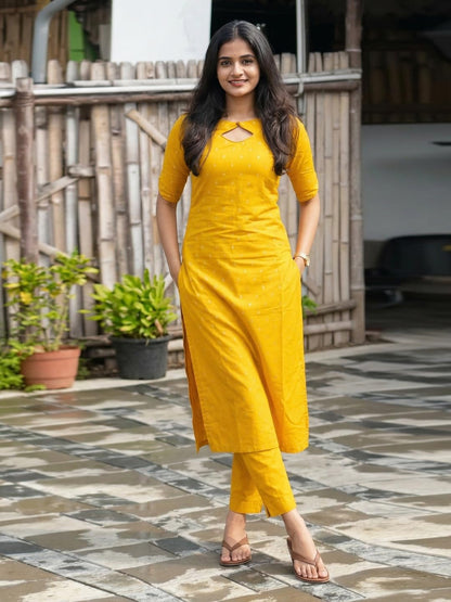 ANNI Designer Women's Viscose Straight Printed Kurta with Pant | Ethnic Indian Kurta Set | Round Neck Keyhole Design | Elbow Sleeve Traditional Dress | Office Occasion Outfit