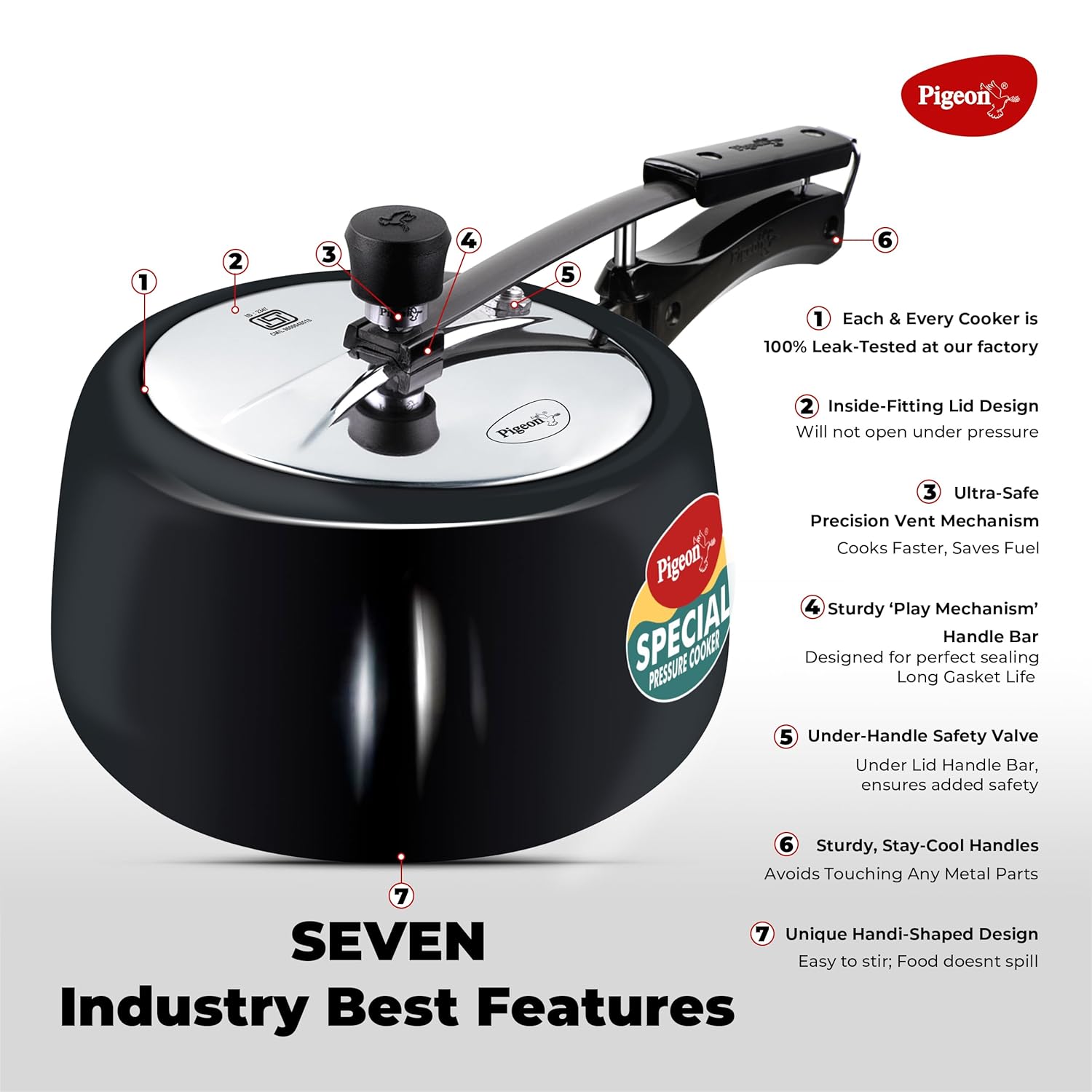Pigeon by Stovekraft Hard Anodised Aluminium Inner Lid Cooker - 3 Litre with Induction Base, Silver, medium (14547)