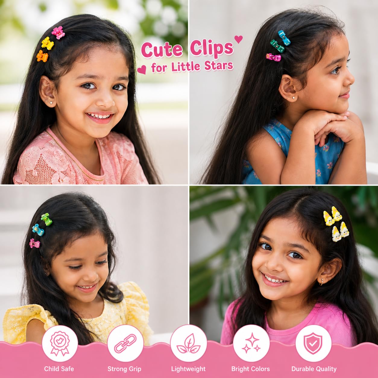 160 Pcs Baby Girl Hair Accessories Combo – 20 Mini Hair Clips, 10 Cute Cartoon Fruit Clips & 100 Soft Elastic & 30 Mini Elastic | Hair Ties | Multicolor Hair Bands & Hair Pins Set for Infants, Toddlers & Kids (0–5 Years) | TheStoreVibe