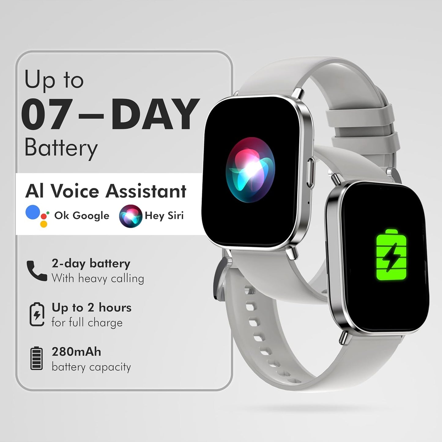 Nervfit Fuel Pro S2 Premium Smartwatch with 2.02" TrueColor+ Display, BT Calling, AI Voice Assistant, Waterproof, Heart Rate & SpO2 Monitoring, and 100+ Sports Modes