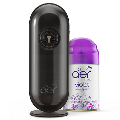 Godrej aer Matic Kit (Machine + 1 Refill) - Automatic Room Fresheners with Flexi Control Spray | Lavender Bloom | 2200 Sprays Guaranteed | Lasts up to 60 days (210ml)