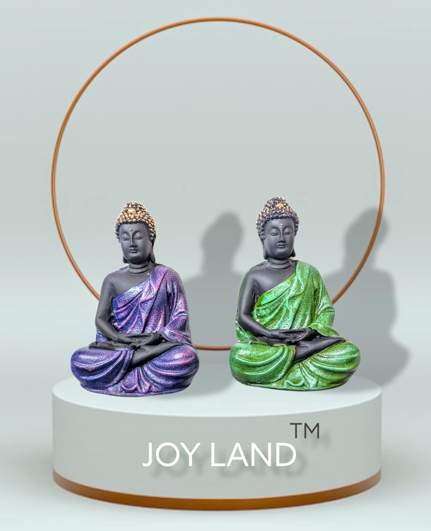 JOY LAND Set of 3 Premium Rare Handcrafted Polymarble Meditation/Dhyan Buddha Statue Lord Figurine/Idol (Multi, 5.5-inch)