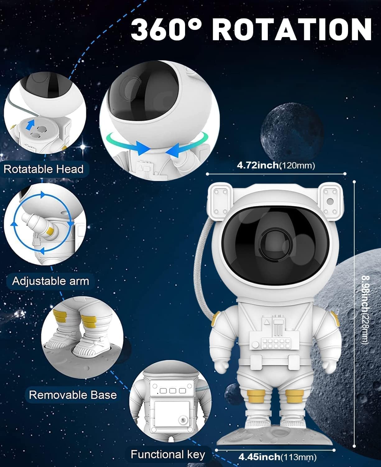 One94Store Astronaut Galaxy Projector Night Light – 360° Rotating Nebula Star Projector with Remote Control, Timer & Adjustable Head – Space Lamp for Kids’ Bedroom, Gifts, Gaming Room, Home & Décor