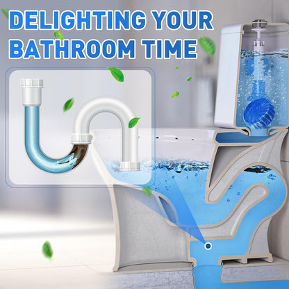 Automatic Flush Toilet Bowl Cleaner Tablets, Bathroom Toilet Tank Cleaner, Powerful Cleaning Ball Blue Deep Clean Bubbles, Mild Lemon Scent (10)
