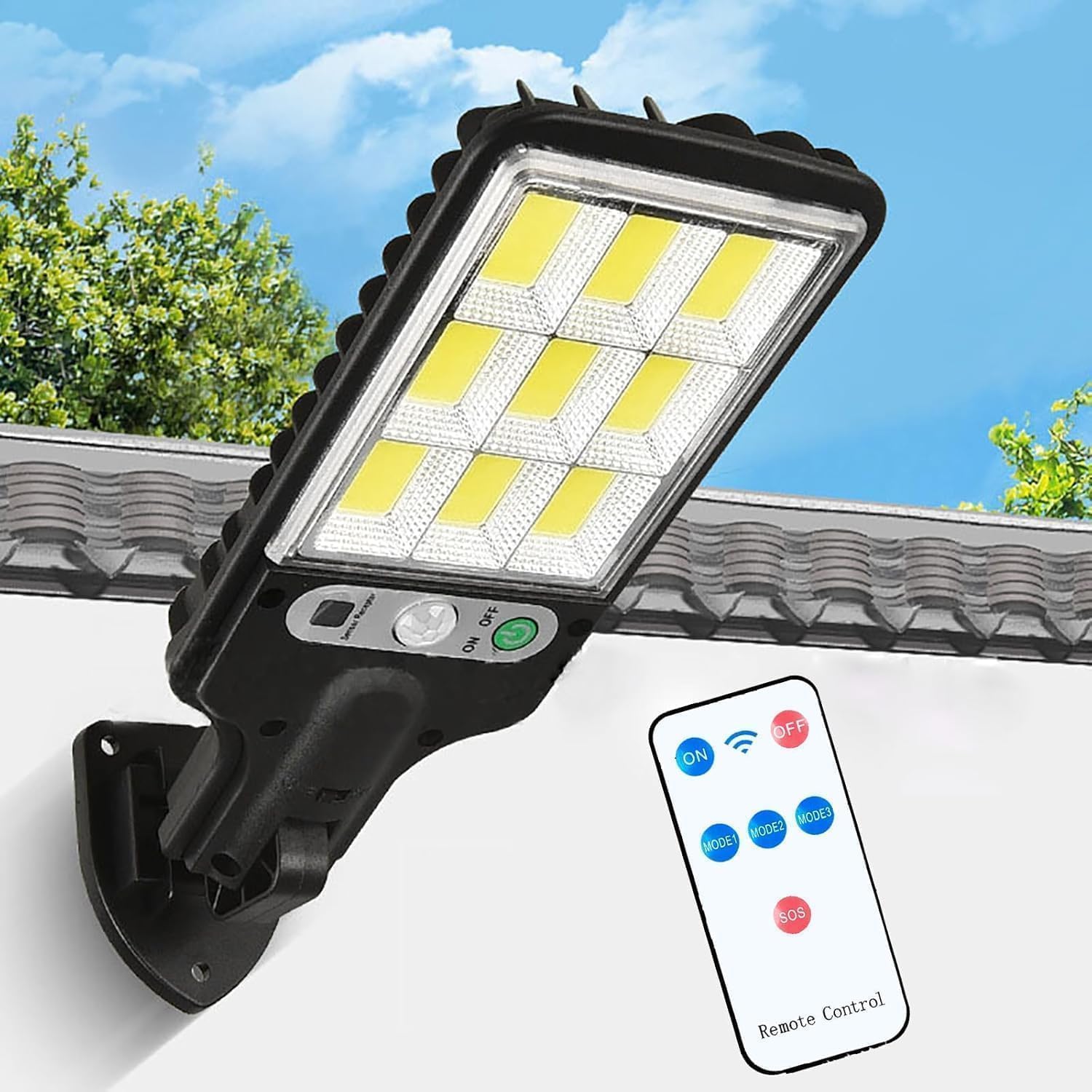 180W Led Solar Street Light Outdoor,10000LM IP65 Waterproof Solar Security Flood Lights Outdoor Motion Sensor, Wired Security Solar Powered Flood Lights for Indoor, Outside, Yard, Garden (PACK OF 1)