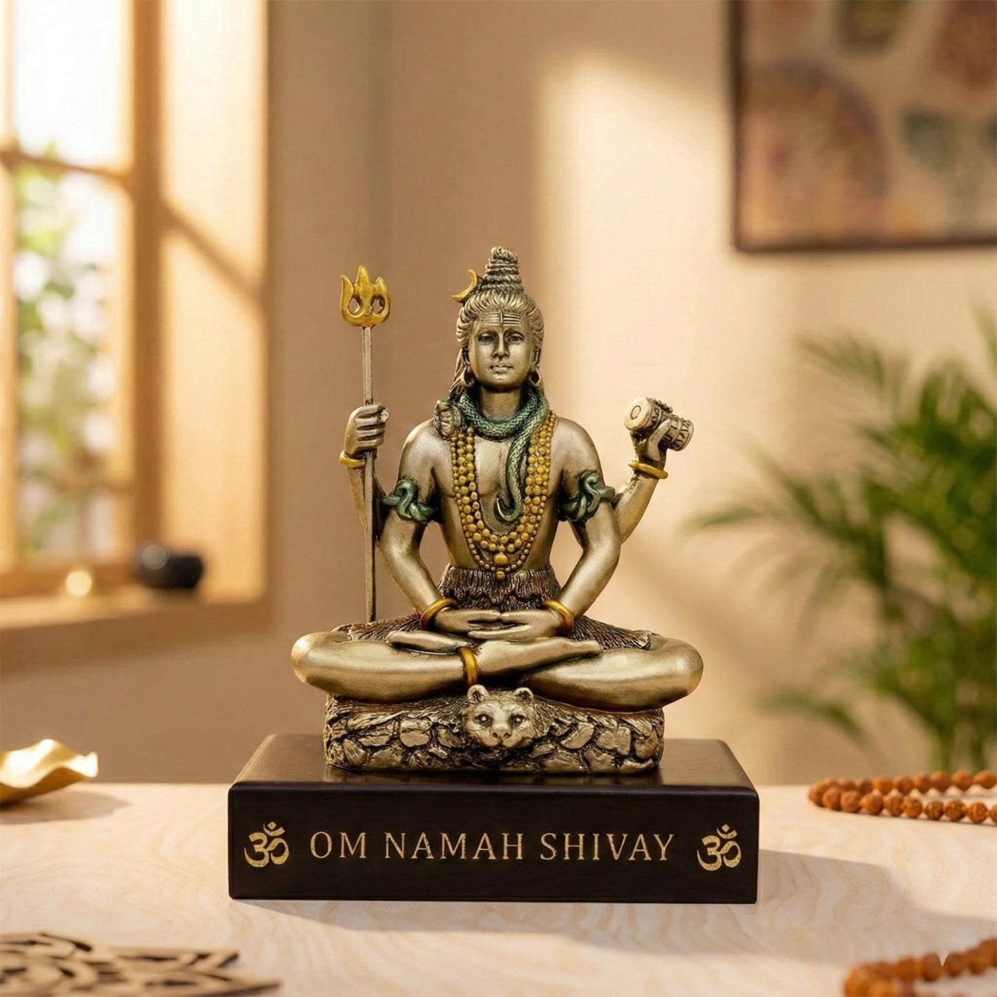 eCraftIndia Brown Resin Meditating Lord Shiva Statue | Lord Shiva Idol for Home Decor Pooja Room Office Car Dashboard | Shiv Murti | Shiv Idol Gift for Diwali Housewarming Maha Shivratri Birthday