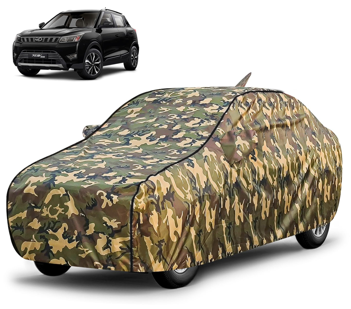 FABTEC Waterproof Premium Car Cover for Maruti Brezza Super Waterproof Car Body Cover Heavy Duty Durable PEVA Grey with Red Piping