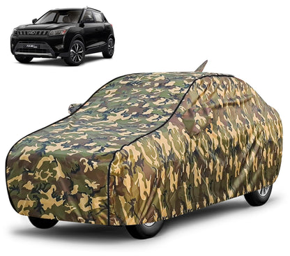 FABTEC Waterproof Premium Car Cover for Maruti Brezza Super Waterproof Car Body Cover Heavy Duty Durable PEVA Grey with Red Piping