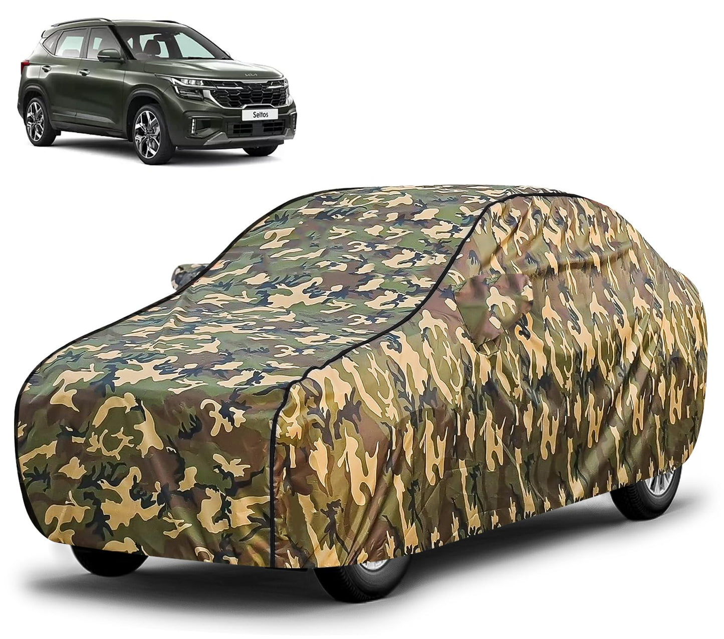 FABTEC Waterproof Premium Car Cover for Maruti Brezza Super Waterproof Car Body Cover Heavy Duty Durable PEVA Grey with Red Piping