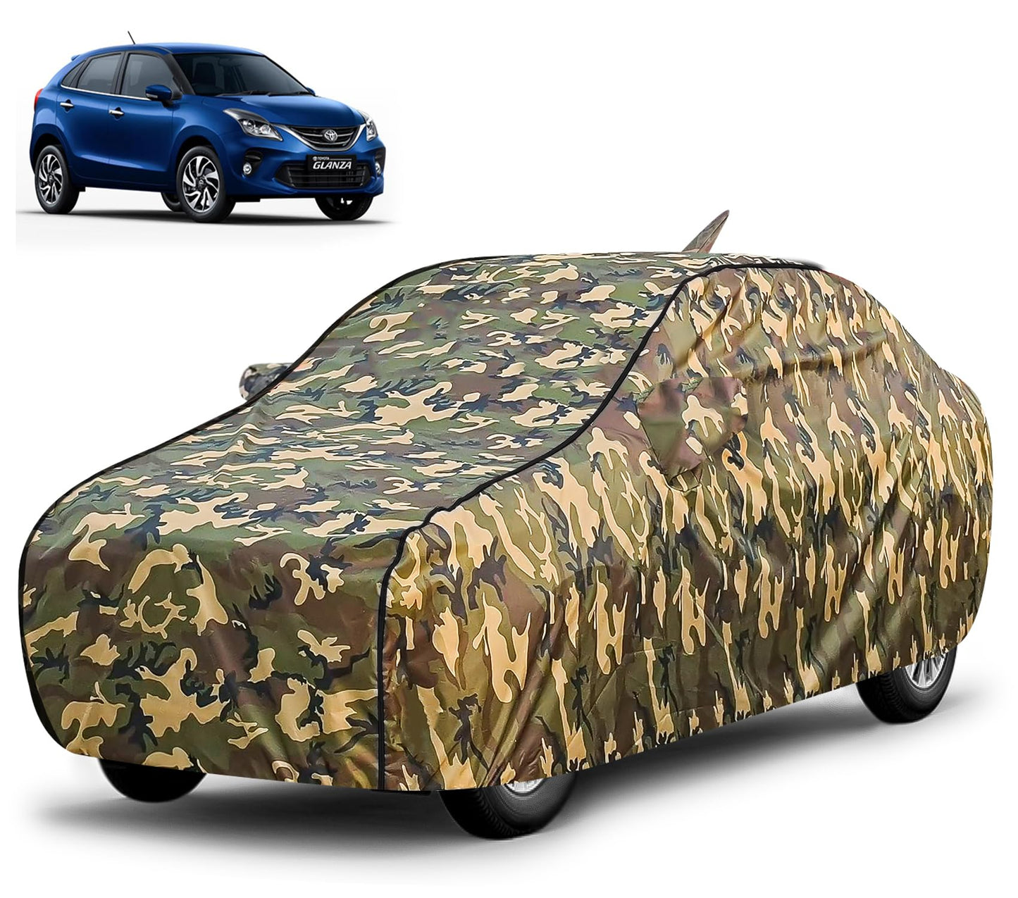 FABTEC Waterproof Premium Car Cover for Maruti Brezza Super Waterproof Car Body Cover Heavy Duty Durable PEVA Grey with Red Piping