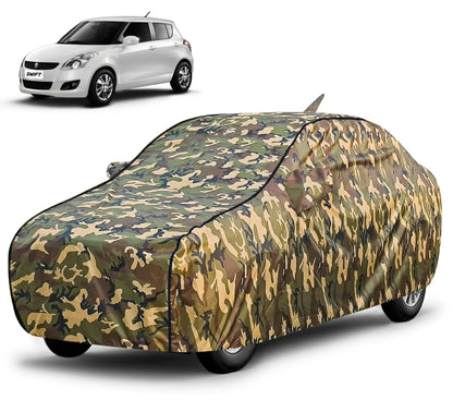 FABTEC Waterproof Premium Car Cover for Maruti Brezza Super Waterproof Car Body Cover Heavy Duty Durable PEVA Grey with Red Piping