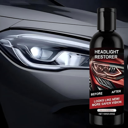 Headlight Cleaner & Restorer Liquid Polish (Pack of 3 | Each 100ml) for Car Headlamp Repair, Anti-Yellowing Oxidation Remover, Restores Transparency & Brightness, Easy DIY Headlight Repair Solution