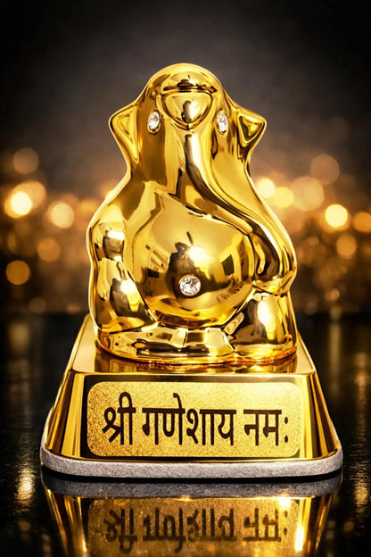 House of Bless Ganesh Idol for Car Dashboard (6cm) | Vastu Blessing Ganesha Murti for Vehicle | Small Decorative Idol for Home Pooja Room,Office/Study Table & Gifting,Ganesha Idol (Golden, 6 cm)