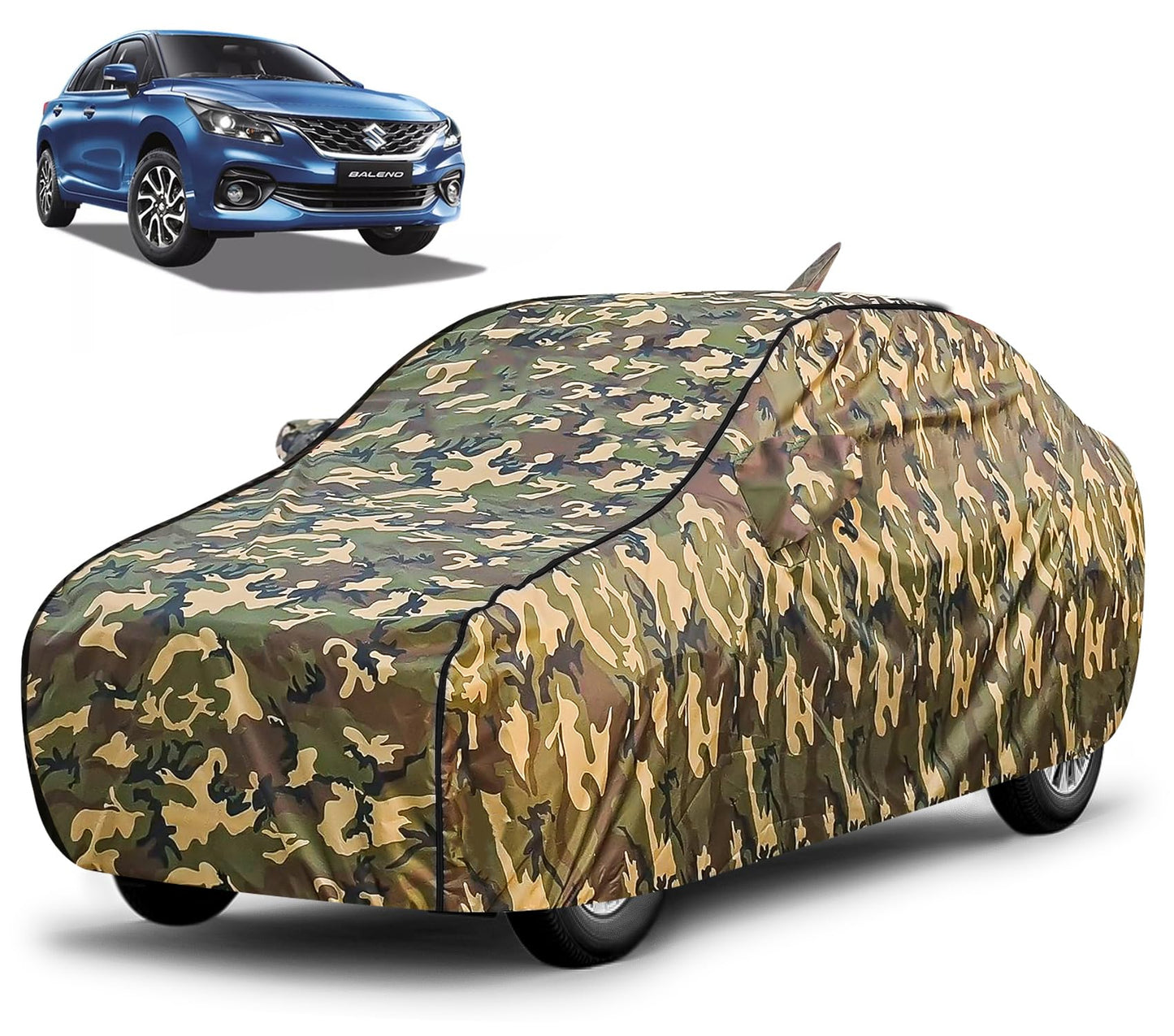 FABTEC Waterproof Premium Car Cover for Maruti Brezza Super Waterproof Car Body Cover Heavy Duty Durable PEVA Grey with Red Piping